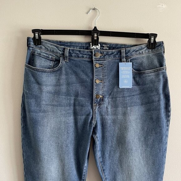 Lee Wmn 22M Pacific Blue MedWash High Rise Regular Fit Buton Fly Skinny Jean NWT - Picture 4 of 14